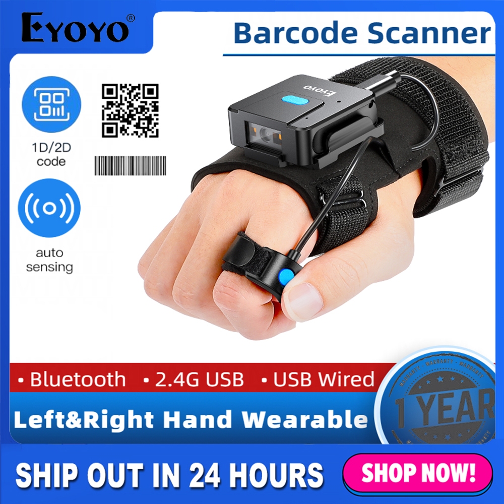 Eyoyo 1D 2D Bluetooth mini Protable Barcode Scanner, Left & Right ...