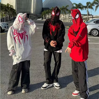 Men's Women Spider-Man Full Zip Hoodies Hip Hop Jacket Sweatshirts