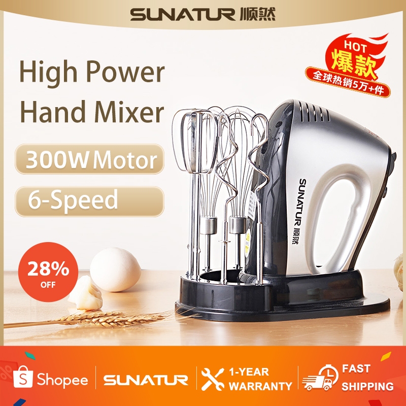 Electric Hand Mixer, Turbo Boost / Self-Control Speed + 5 Speed + Eject  Button + Stainless Steel Accessories, 300W Kitchen Mixers For Easy Whipping  Dough, Cream, Cake, Kitchen Tools