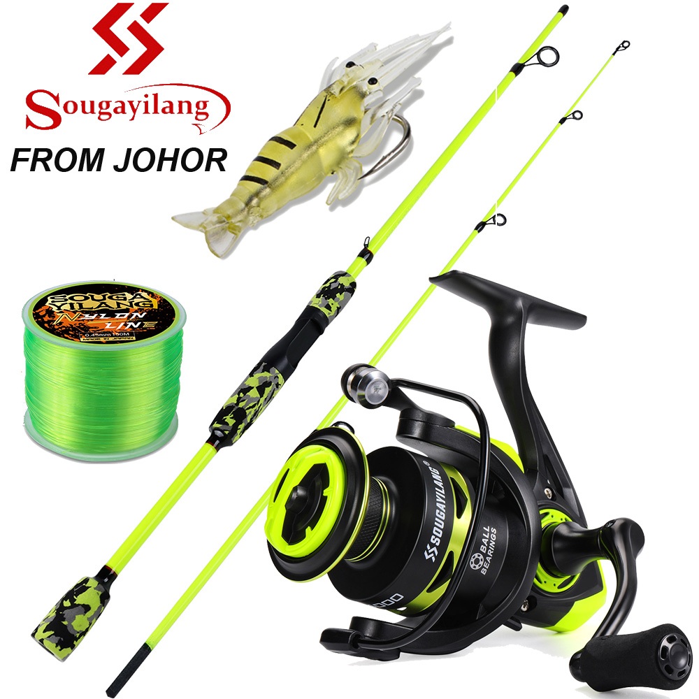 Sougayilang Reel Pancing Joran Spinning Set,Carbon Fiber Ultralight Rod and  EVA Handle Fishing Reel Gear Ratio 5.2:1 1000-4000 Max Pull 10KG Fishing  Set 1.8m&1000 set
