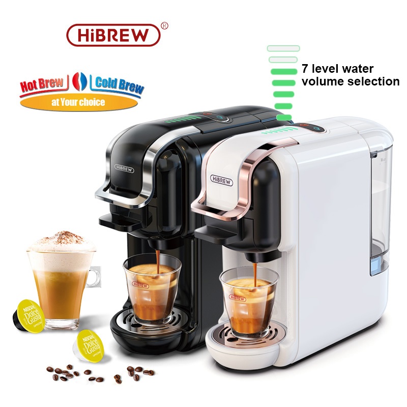 CAFELFFE 5-in-1 Capsule Coffee Machine Hot and Cold Espresso Coffee Maker  Coffee Brewer For Capsule ESE Pod Ground Coffee 19 BAR High Pressure with  0.6L Transparent Removable Water Tank 7 Level Water