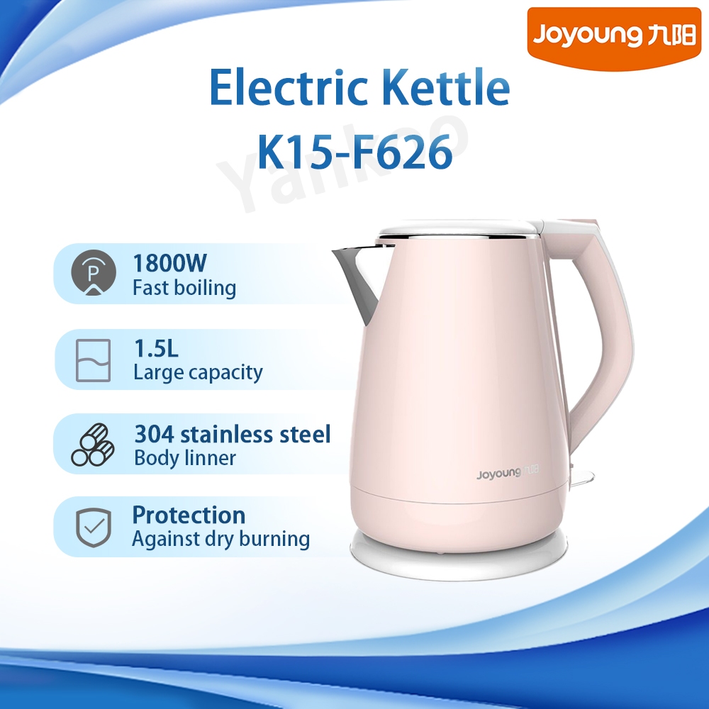 Joyoung Electric Kettle 1.5L 1800W Fast Boiling Water Boiler 304 Stainless  Steel Liner For Home Office Dormitory K15-F626 Pink