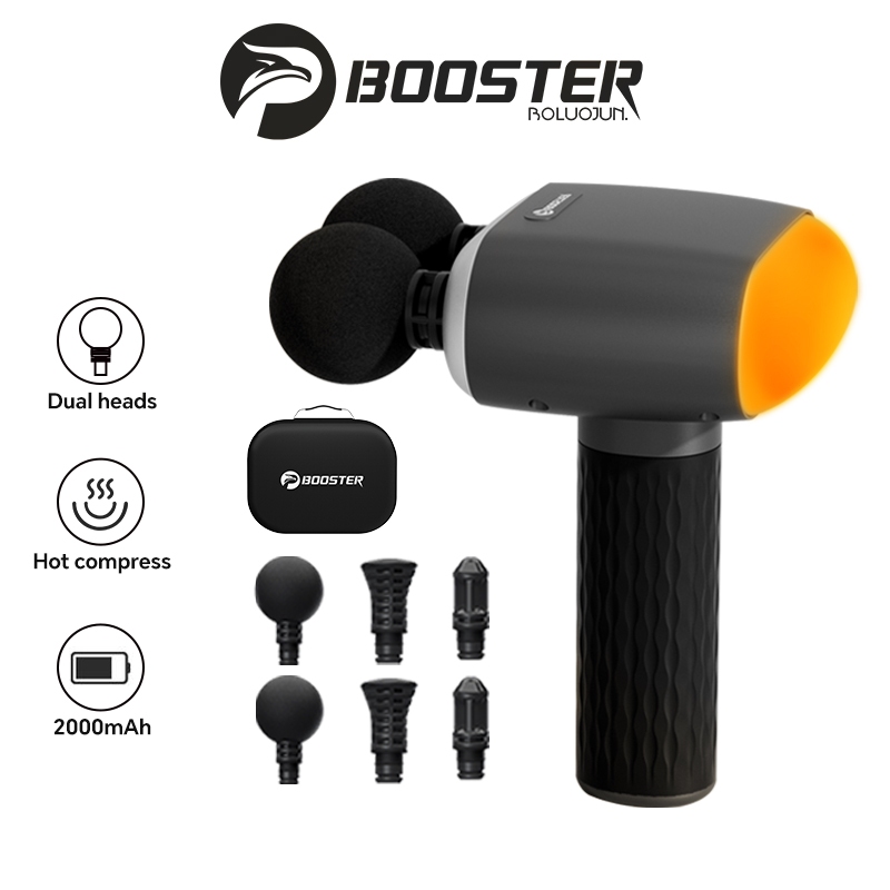 Booster Dual Heads Massage Gun Adjustable Hot Compress Portable 4 Gears ...