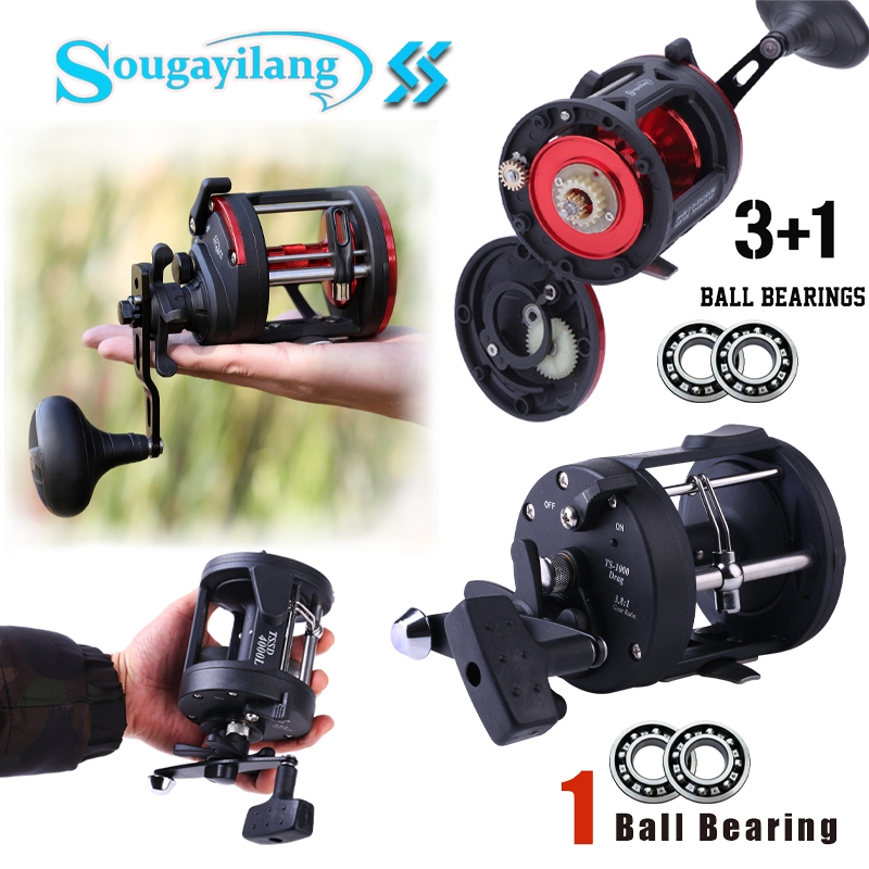 Sougayilang Round Baitcasting Fishing Reel Line Counter/Level Wind Trolling  Reel Powerful Carbon Disc Drag Durable Stainless Steel Large Line Capacity  Sea Fishing Tackle