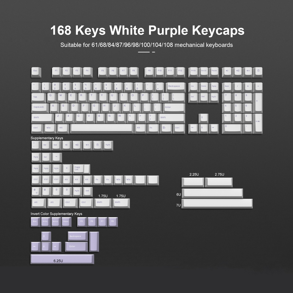 WOMIER 132 Keys Keyboard Keycap, Double Shot Cherry Profile PBT Keycaps ...