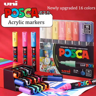 Uni Poscas Markers,PC-1M PC-3M PC-5M POP Advertising Poster graffiti Note  Pen Painting Hand-painted posca rotulador art supplies