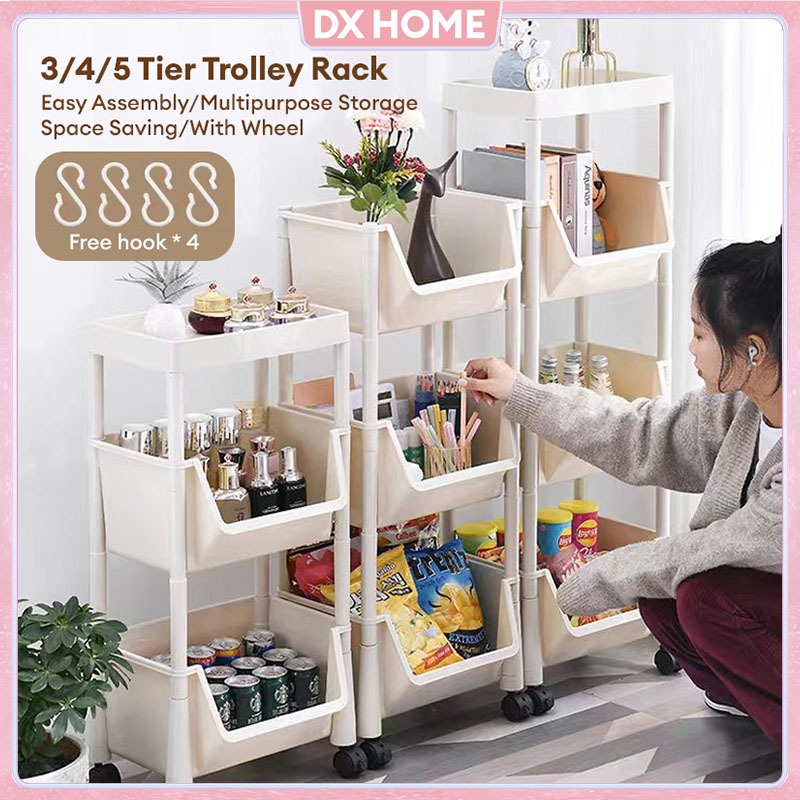 3/4/5 Tier Trolley Rack Multipurpose Storage Rack Baby Rack Book Toys