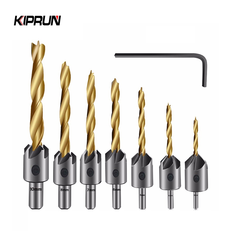 KIPRUN 7Pcs Flute Countersink Drills Bits countersunk head drilling Bit ...