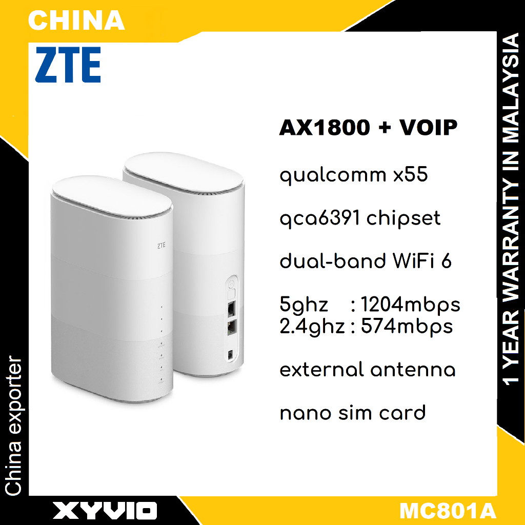 ZTE MC801A 5G Modem Qualcomm X55 + QCA6391 3.4Gbps Sim Router Support ...