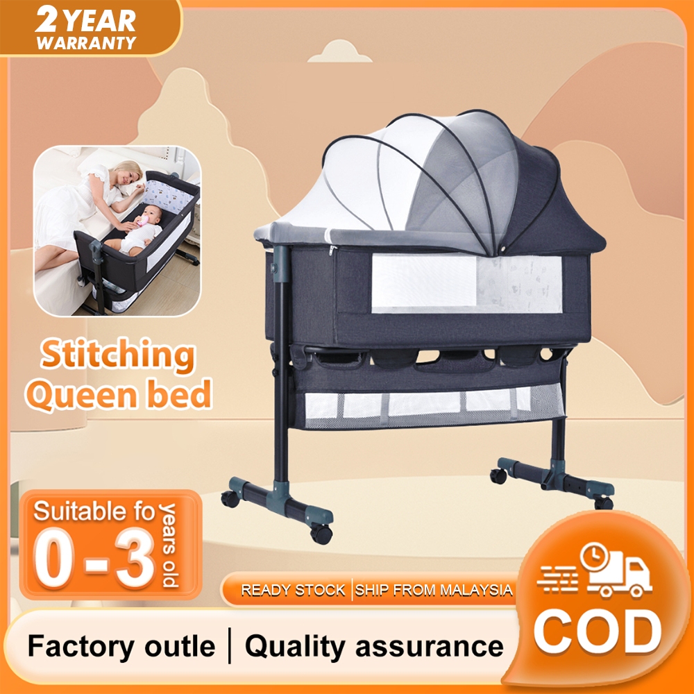 Baby cot baby crib shaking bed with mosquito nets and storage areas can