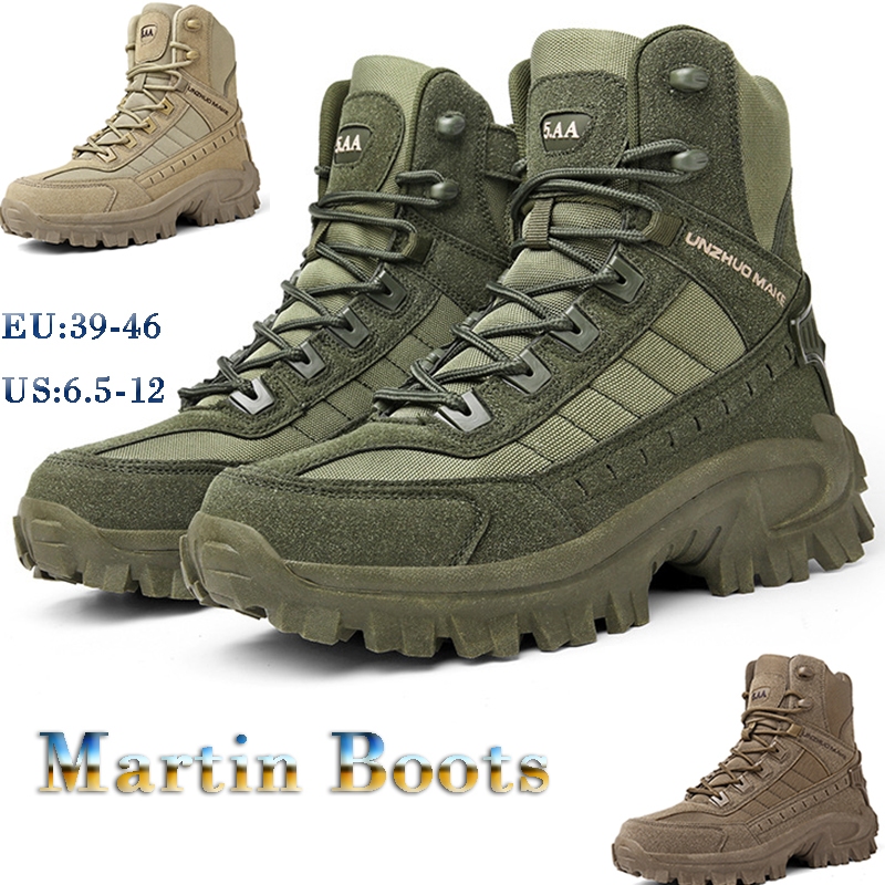 Military Style Men s Tactical Boots Suede Leather Desert Combat Hiking Shoes Men Martin Boots EU 39 46 US 6.5 12 Shopee Malaysia