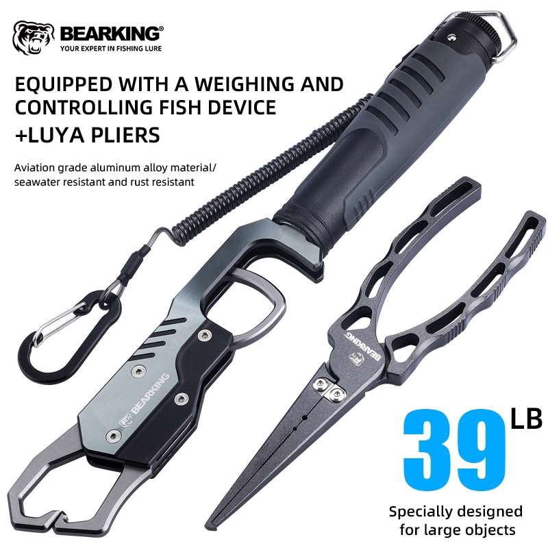 Bearking Corrosion-Resistant Stainless Steel Fish Lip Gripper with Built-in  Scale: Accurate Measurement of 36 lbs Fish On the Spot!