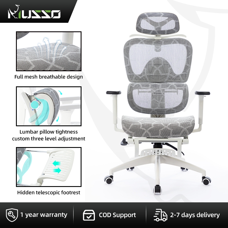 MUSSO E600 Ergonomic Chair 3D Handrail and Adjustable Headrest Gaming Chair with Adjustable Lumbar Support Ergonomic Office Chair Shopee Malaysia