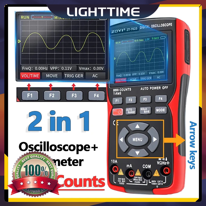 2 In1 Handheld Digital Oscilloscope Multimeter 9999 Counts 2.8inch