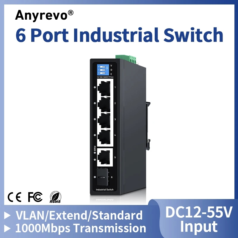 Port Gigabit Industrial Switch Mbps Network Ethernet Switcher Vlan Kv Lightning