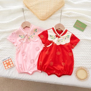 Chinese New Year Romper Baby Girl Pink Cheongsam Romper CNY Outfits Shopee Malaysia