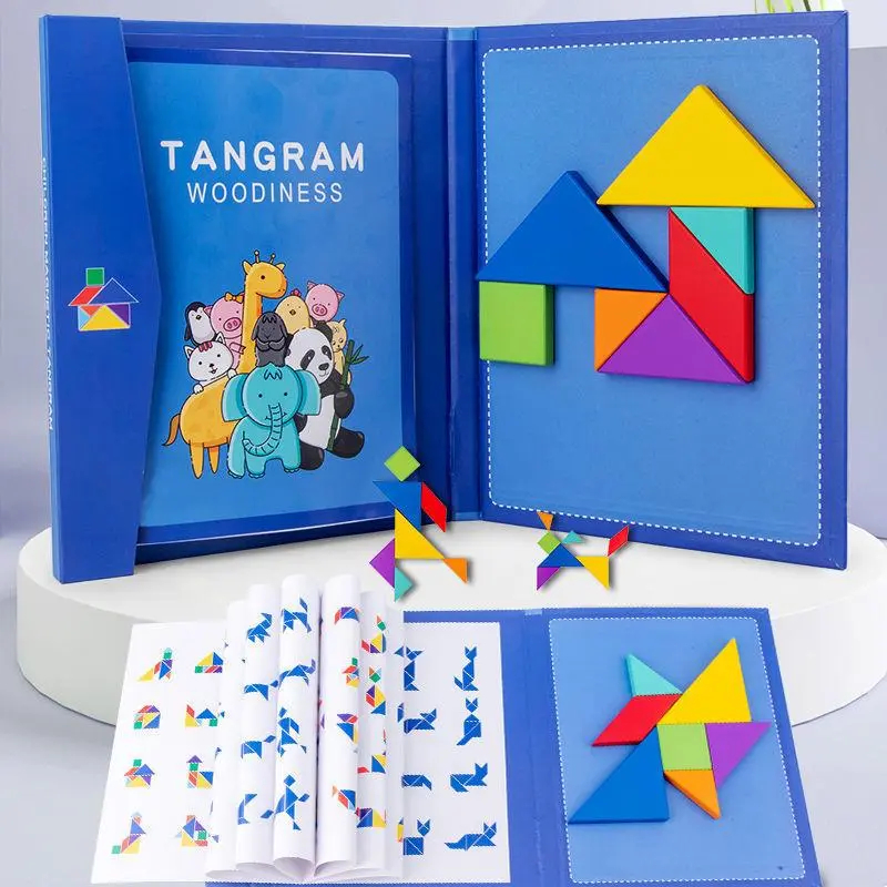 3D Puzzle Geometric Shapes Tangram Jigsaw Board Hand Gripper Montessori ...