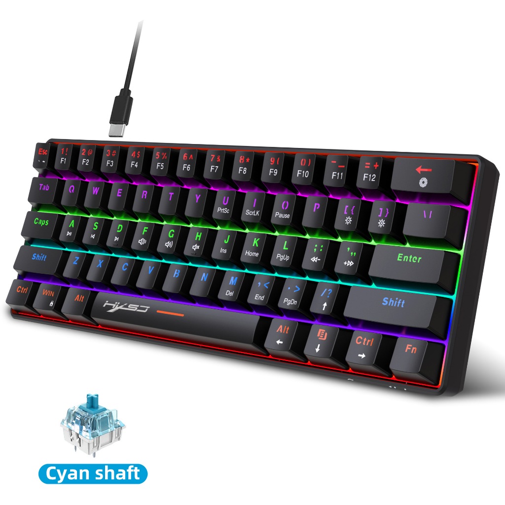 HXSJ V900 61 Keys Mini Mechanical Keyboard RGB Cyan Shaft Portable ...
