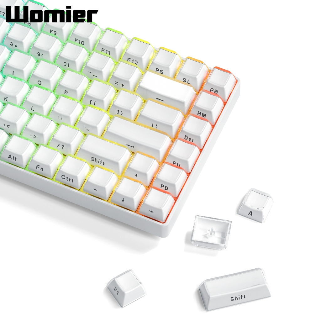 WOMIER 113 Keys Crystal Jelly Keycaps Side Printed OEM Profile Custom ...