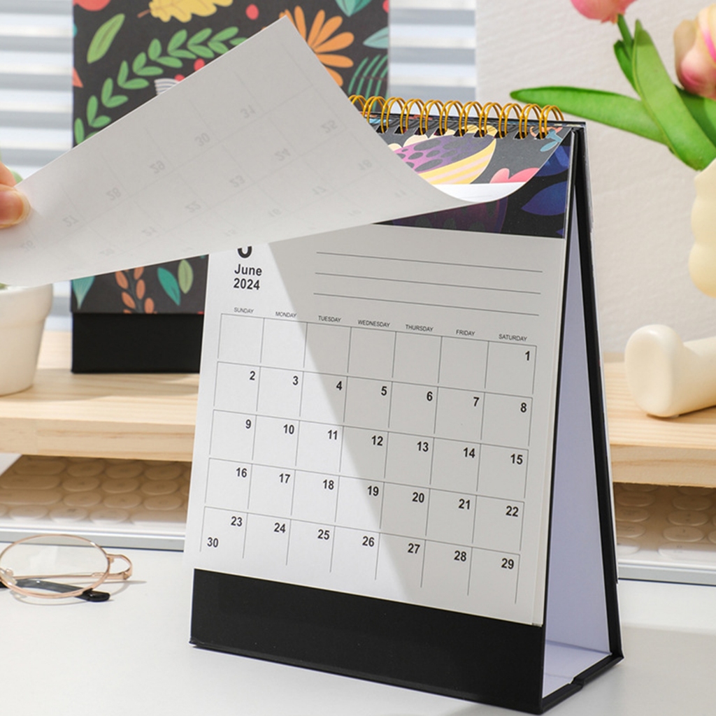 Standing Desk Calendar 2024 Retro Desktop Planner Calendar Standing
