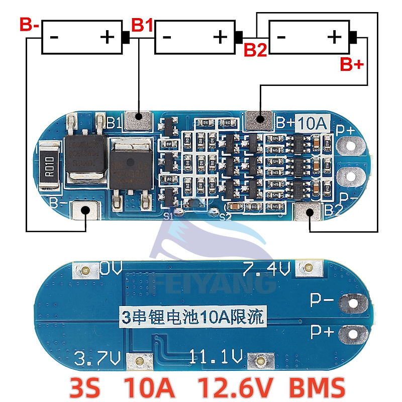 3S 10A 11.1V 12V 12.6V Lithium Battery Charger Protection Board Module ...