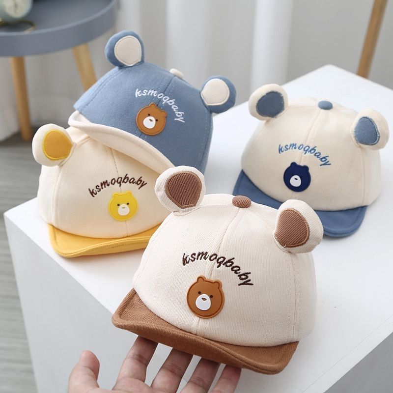 Spring Autumn Corduroy Baby Baseball Cap Cute Bear Ear Baby Peaked Caps ...