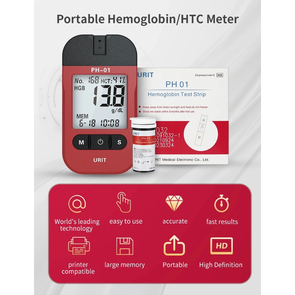 Sejoy Blood Hemoglobin Meter With 25 Test Strips – HB & HCT Anemia Monitor