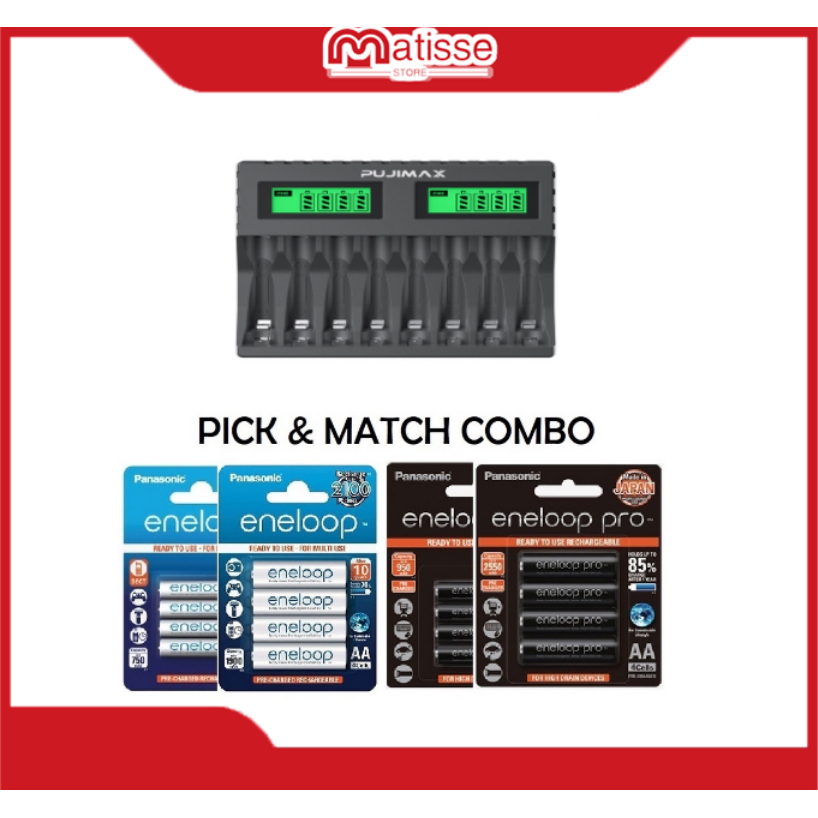 Eneloop NiMH NiCD AA/AAA Batteries with 8 Slots Battery Charger Single ...
