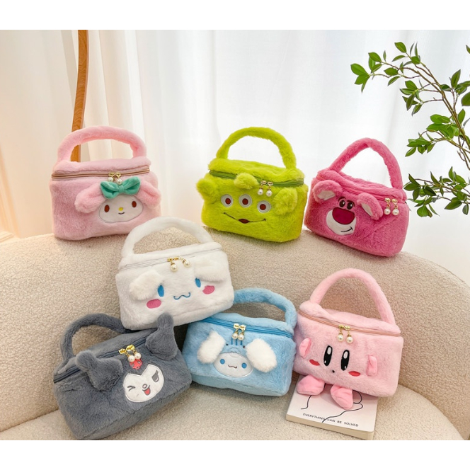 Kawaii Bear Makeup Bag Cute PU Travel Organizer Korean Cosmetic Pouch Large  Portable Storage Make Up Bag Gift For Women Girl