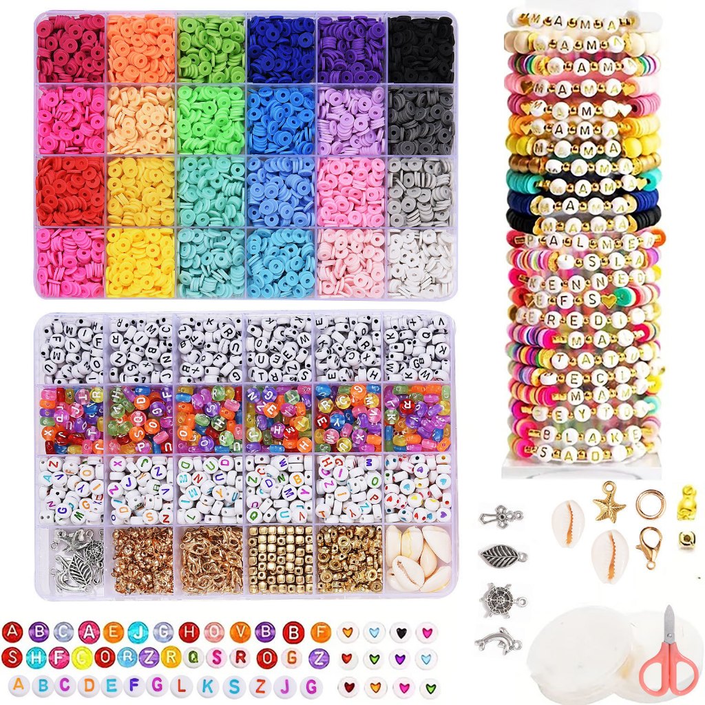 24 colors of 6mm clay beads are used for bracelet making, with 7200 ...