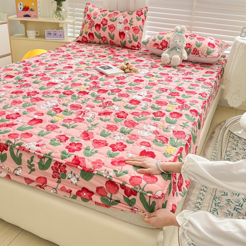 100 Cotton Mattress Protector Thickened Premium Cotton Fabric Quilted