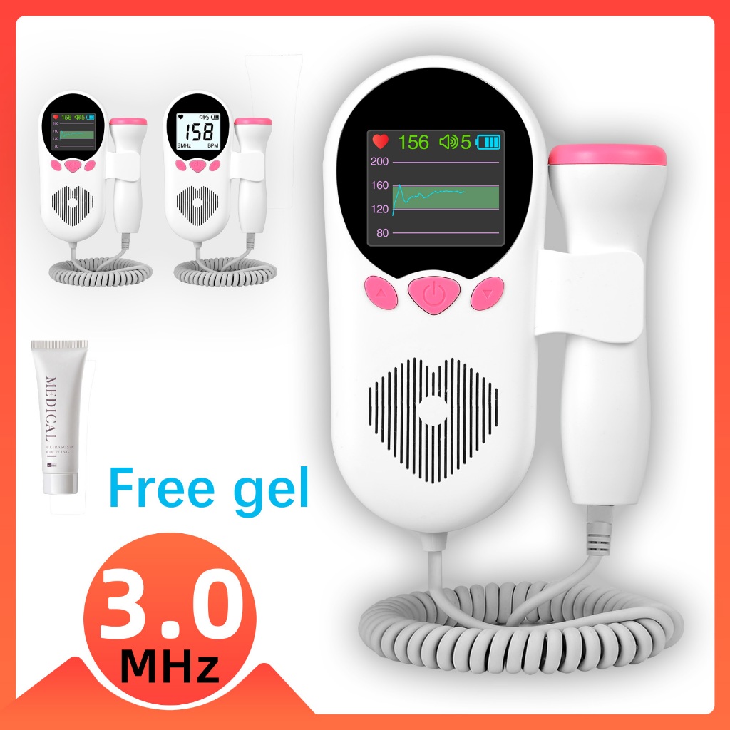 Upgrade 3.0MHz doppler baby heartbeat monitor for home pregnancy, fetal ...