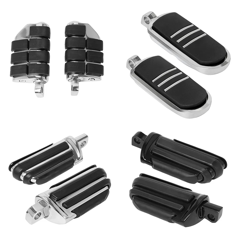 Paire De Cale-pieds Noirs Pour Harley-Davidson - En Aluminium, Pour Barres De Crash 1 1/4 Pouce