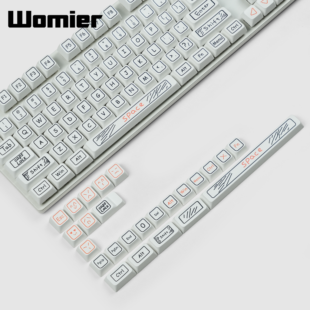 WOMIER 129 Keys Simple Stroke Dyesub Keycaps MDA Profile PBT Key Cap