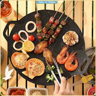 30cm Cast Iron Frying Pan Flat Round Barbecue Plate Outdoor Camping Bbq  Grill Pan Pancake Griddle Uncoated Non-stick Frying Tray - Outdoor  Tableware - AliExpress