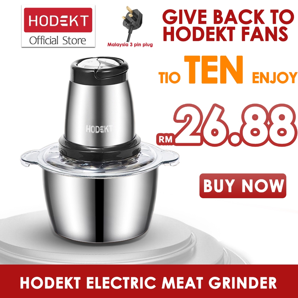 2L Stainless Steel Electric Meat Mincer Chopper Food Processor Blender  Grinder-Pengisar Daging Sayur Besi Tahan Karat