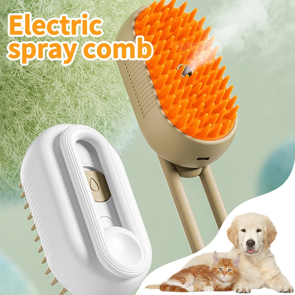 4 In 1 Cat Steam Brush Electric Anti-splashing Cat Brush with Steam ...