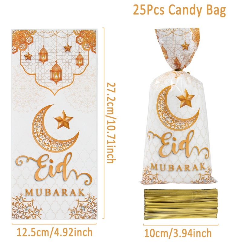 【New】25/50PCS Eid Mubarak Gift Bags Raya 4 Design Mix Candy Cookie Bag ...