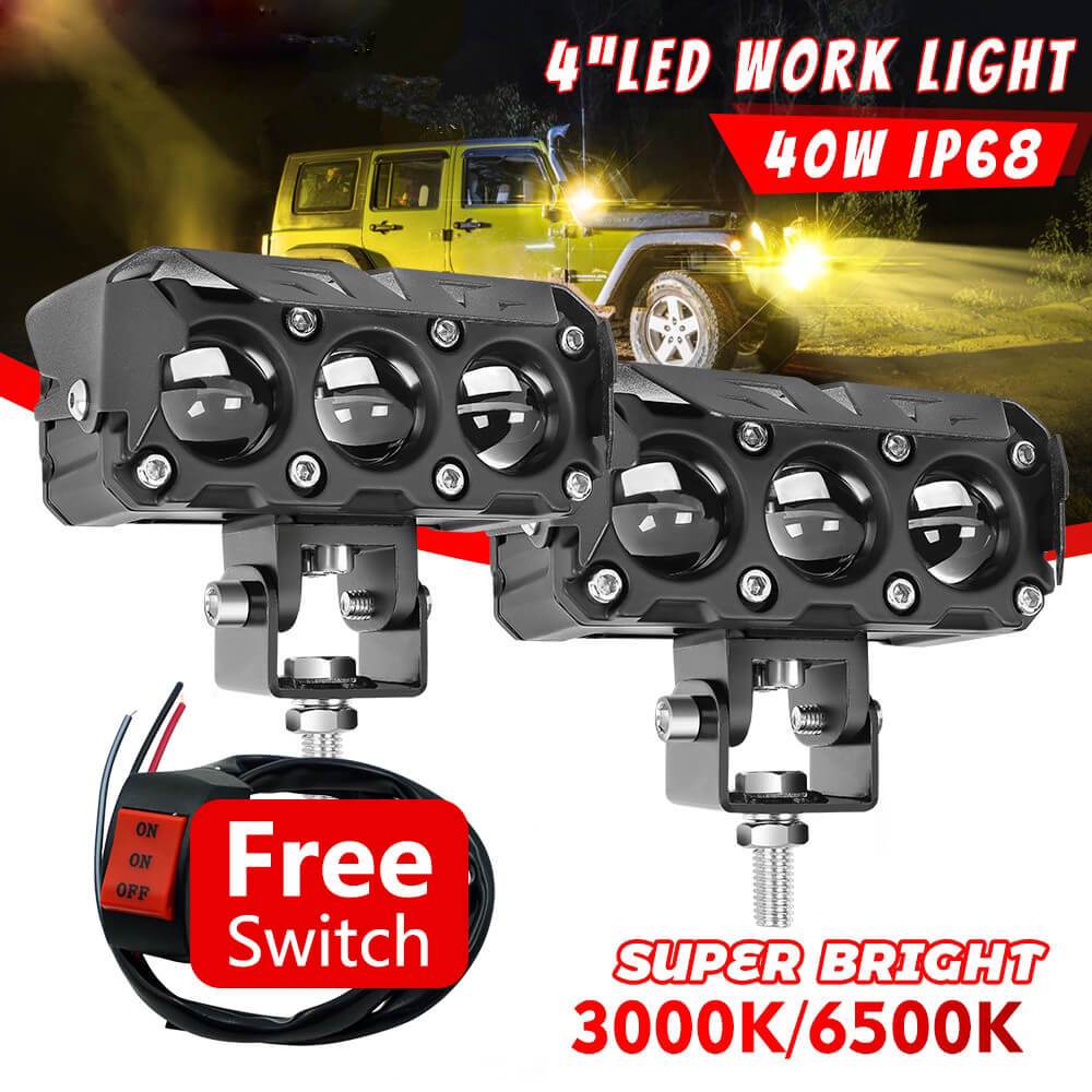 4inch Led Sport Light Motorcycle Lights 3LEDS Waterproof 120W Spotlighs ...