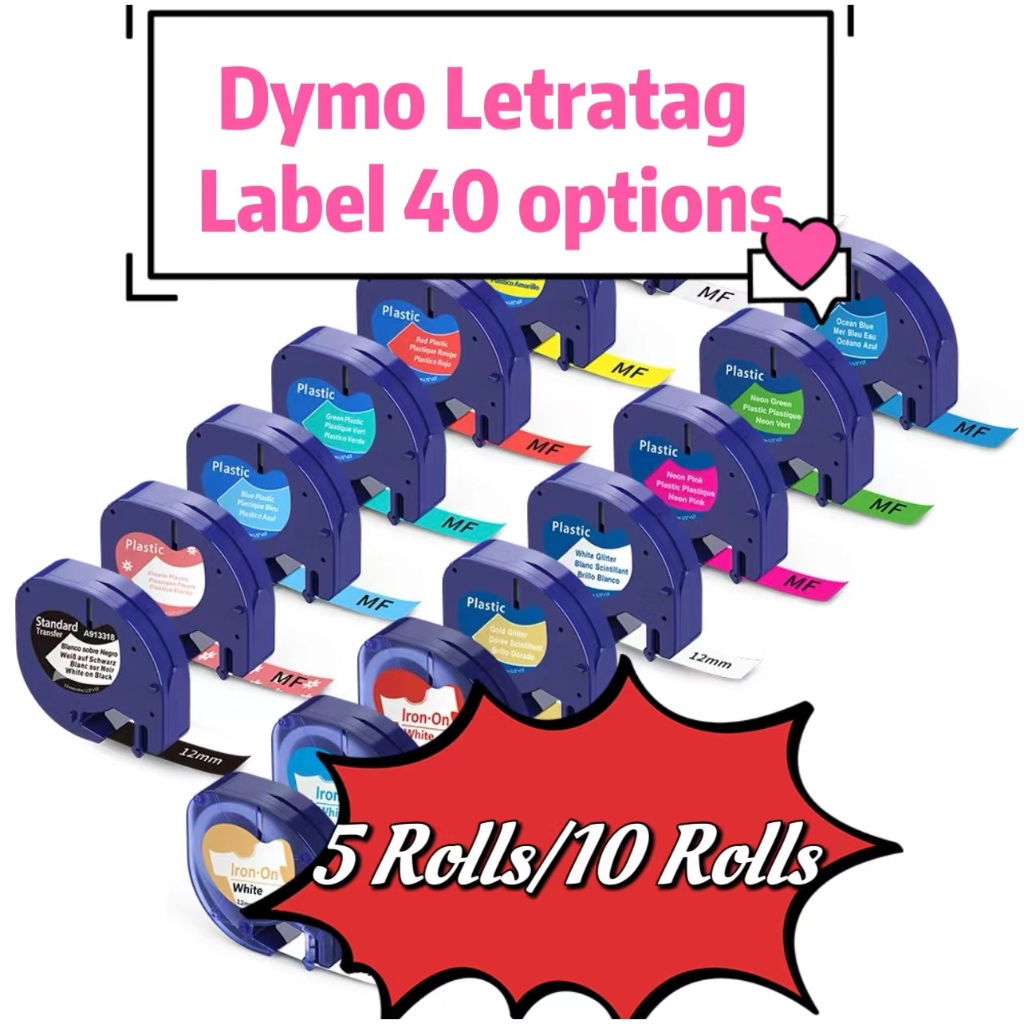 (5/10 Rolls) Dymo Letratag Plastic Tape LT 91331 LT9120112267 18769 ...