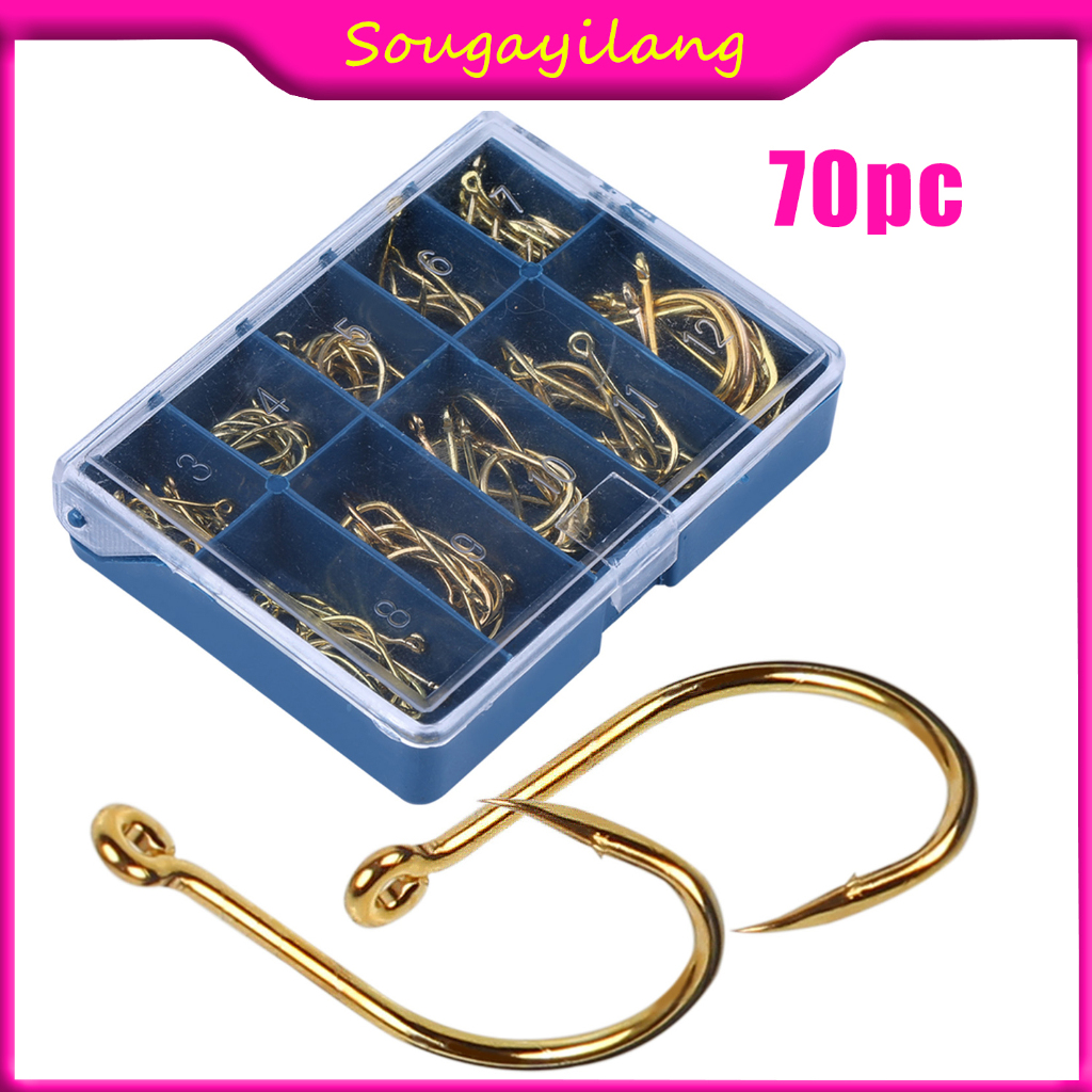 Sougayilang 100pcs Carbon Steel Single Circle Fishing Rod Hook Carp ...
