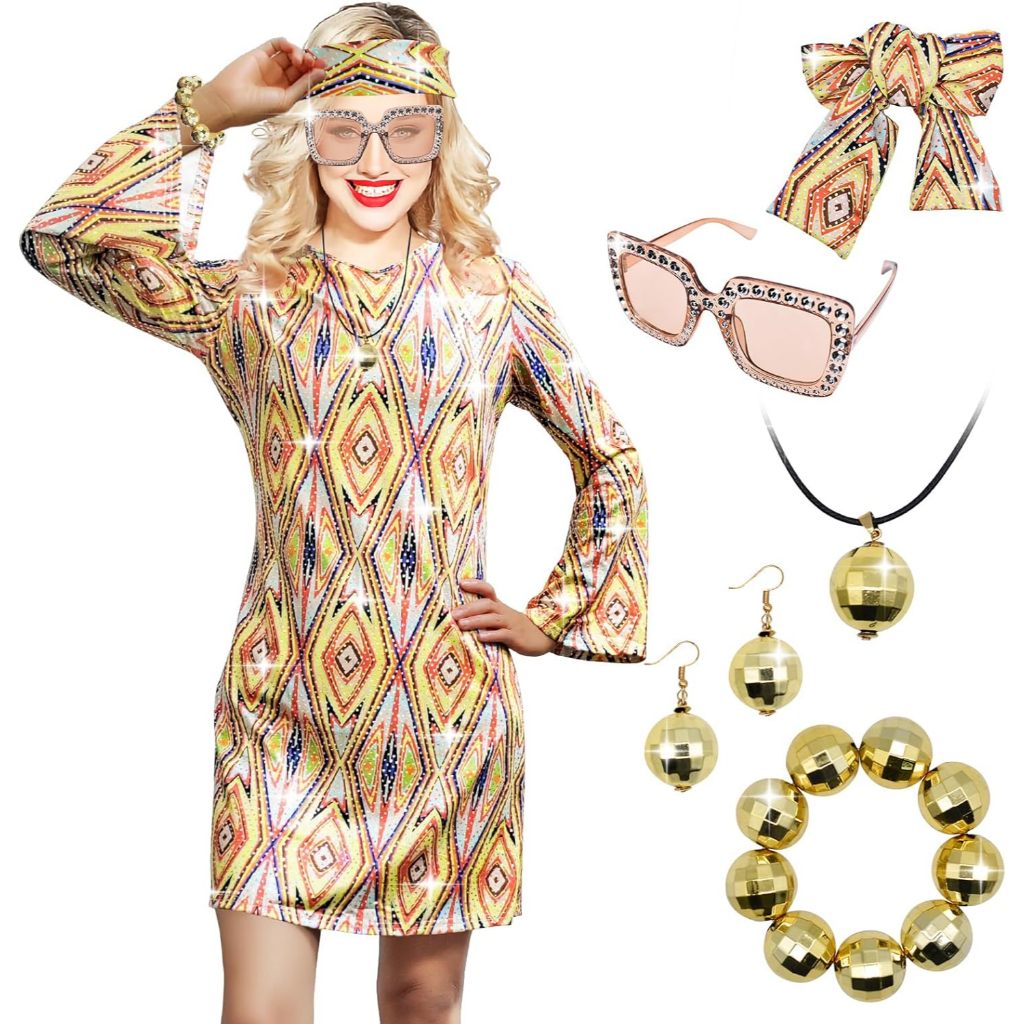 Costume Hippie Donna Anni 70 - Set Con Gilet E Accessori
