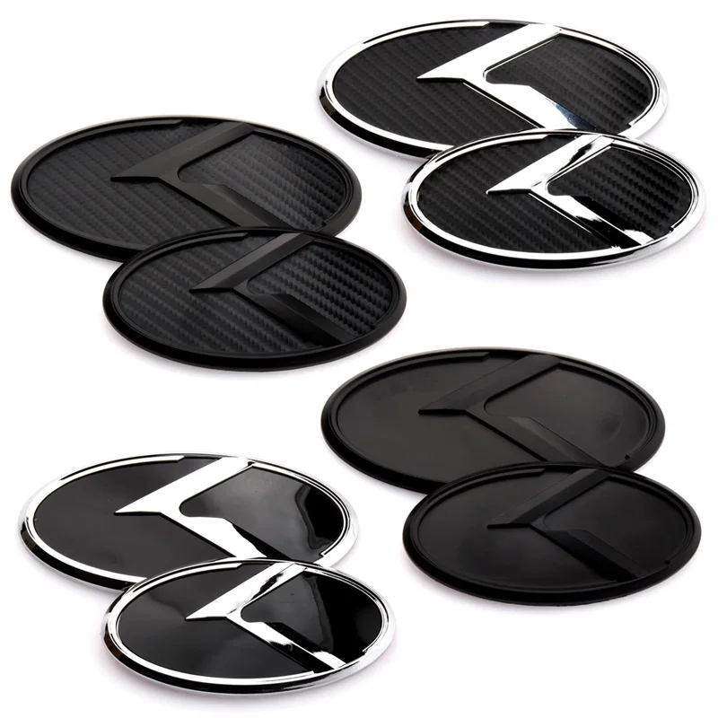 2x Gloss Black KN Badge Sticker - 17x4cm, For K5, K7, K8, KX - Hood, Trunk, Emblem