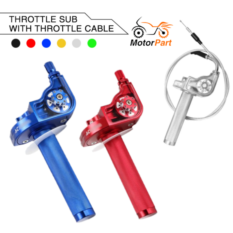 thumbnail interactive-video image 1 of 7/8" 22mm CNC Handlebar Grip Set With Bar Ends – Blue Aluminum Rubber | Cafe Racer Motorcycle 1 of 4