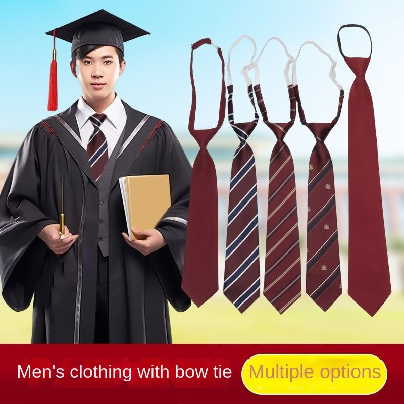 Bachelor's Uniform Inner Bow Tie Bow Burgundy Tie Student Graduation ...