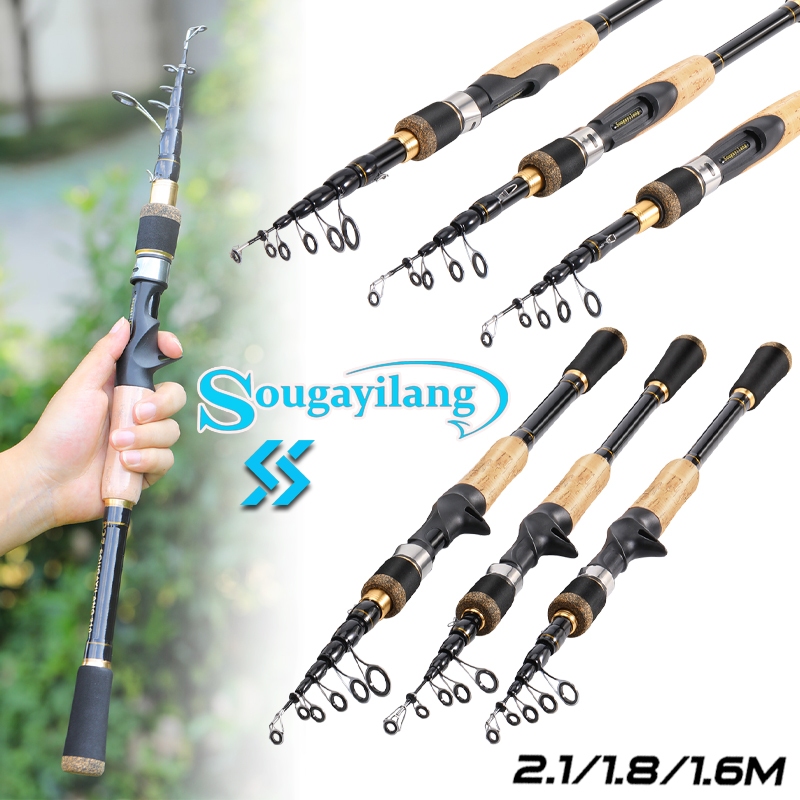 Sougayilang Telescopic Fishing Rod Graphite Rod Blanks & Durable Solid  Glass Tip Floating Guides Excellent Fishing Rod Performance Comfortable EVA  Handle Newly Designed Travel Rod