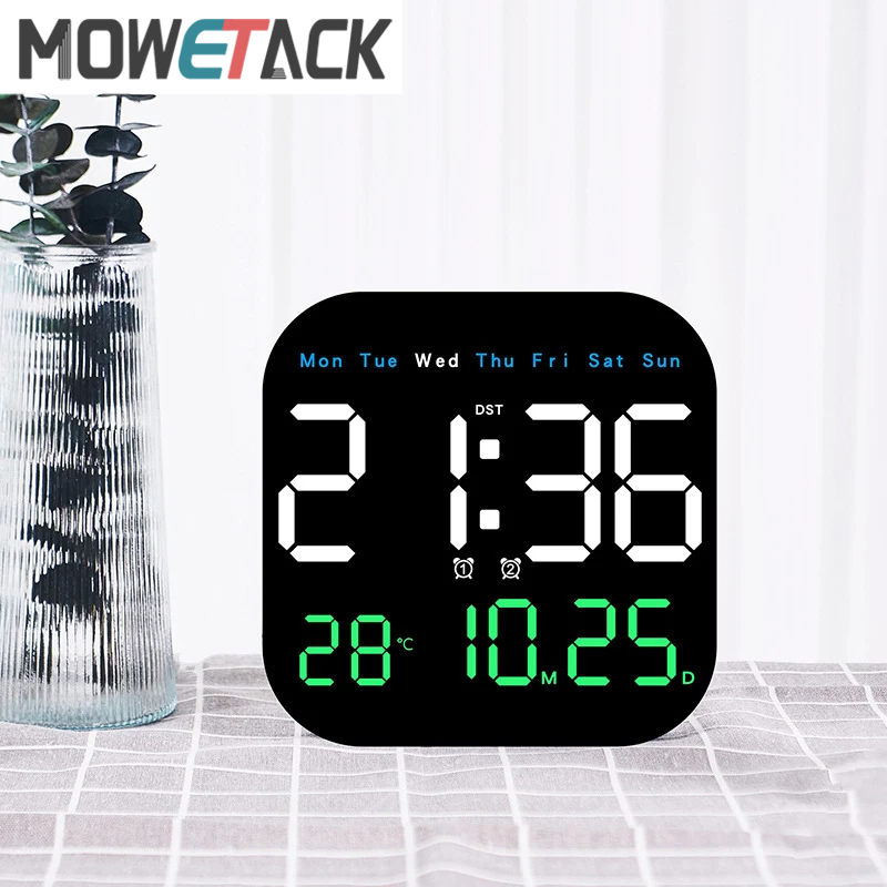 LED Digital Wall Clock Large Screen Time Temperature Date Week Display ...