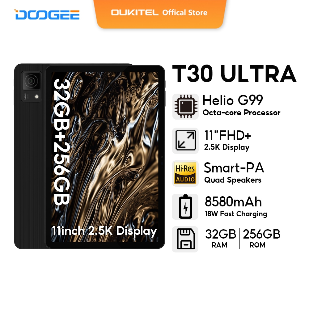 DOOGEE 11 Tablet 2.5K Display T30 Ultra Android 13 Tablet, Helio G99 Octa  Core 2.2GHz, 32GB RAM + 256GB ROM Expand 2TB,8580mAh Battery,16MP + 8MP