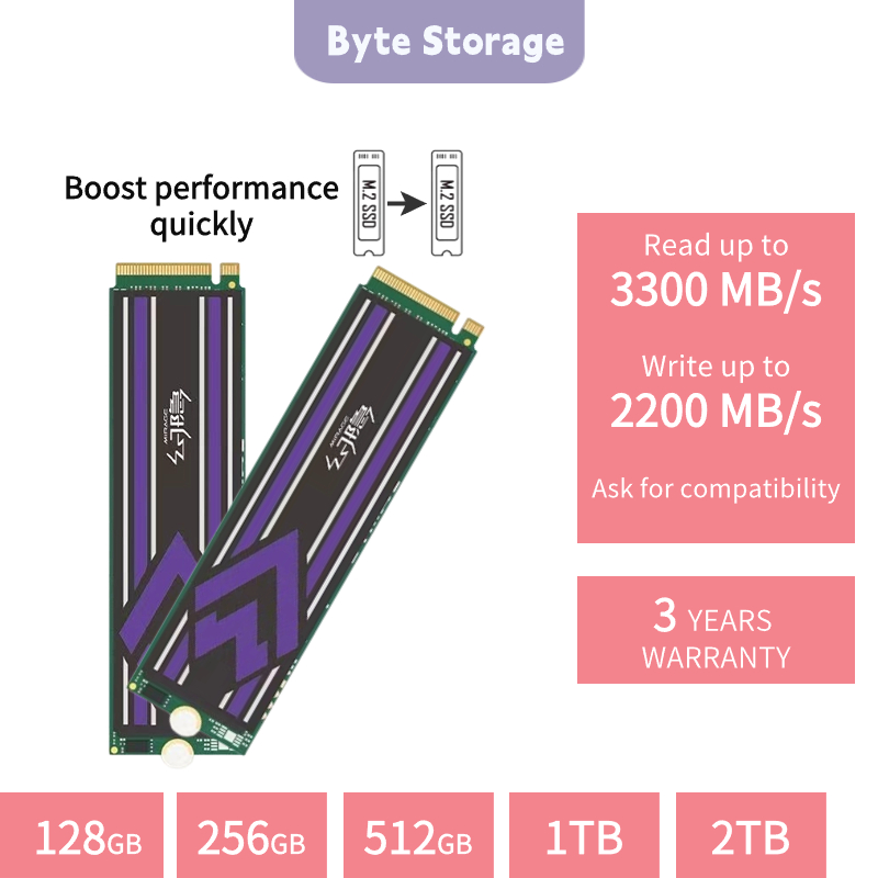 Byte Storage HV2050 SSD 512GB 2280 PCle NVMe Gen4 Hard Disk For PC
