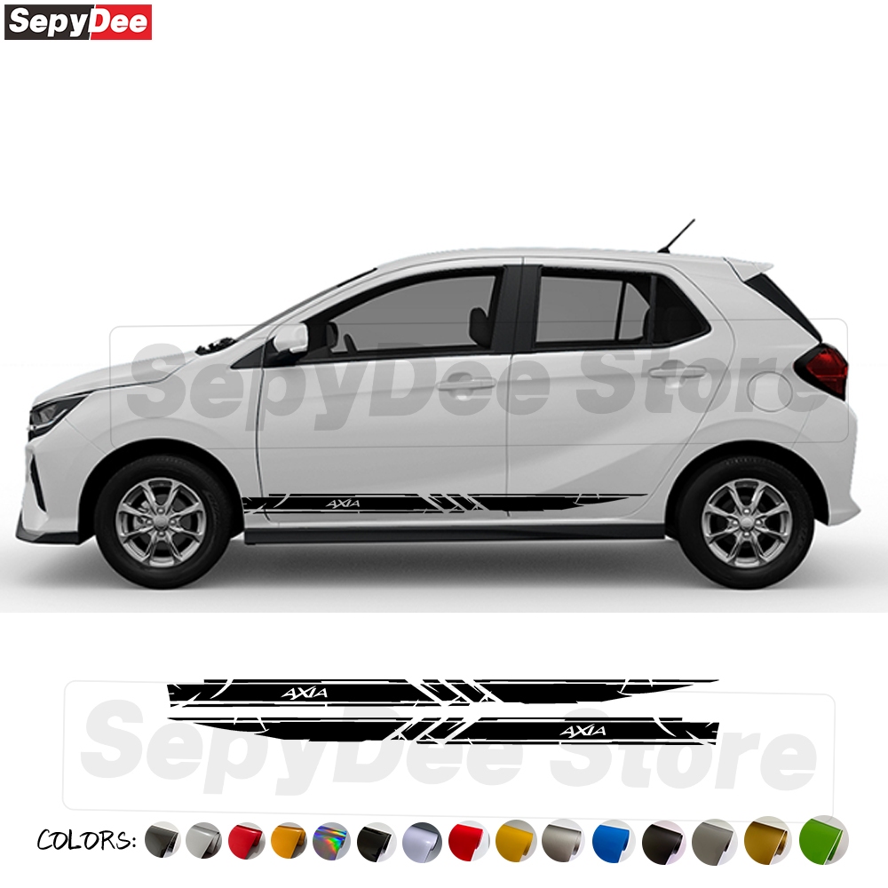 2Pcs For Perodua Axia 2014-2023 Car Door Side Stripes Skirt Stickers ...